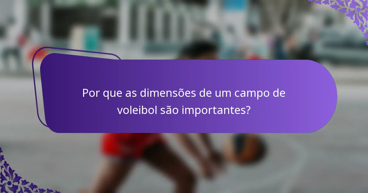 Por que as dimensões de um campo de voleibol são importantes?